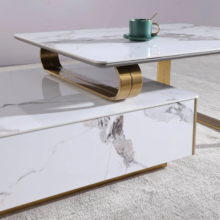 Catalyst Coffee Table Marbella White sintered stone - DLB Furniture