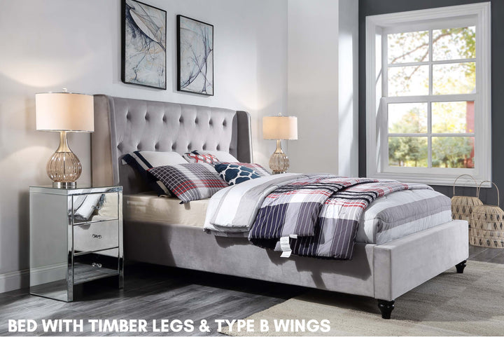 Merida Double Velvet Bed - DLB Furniture