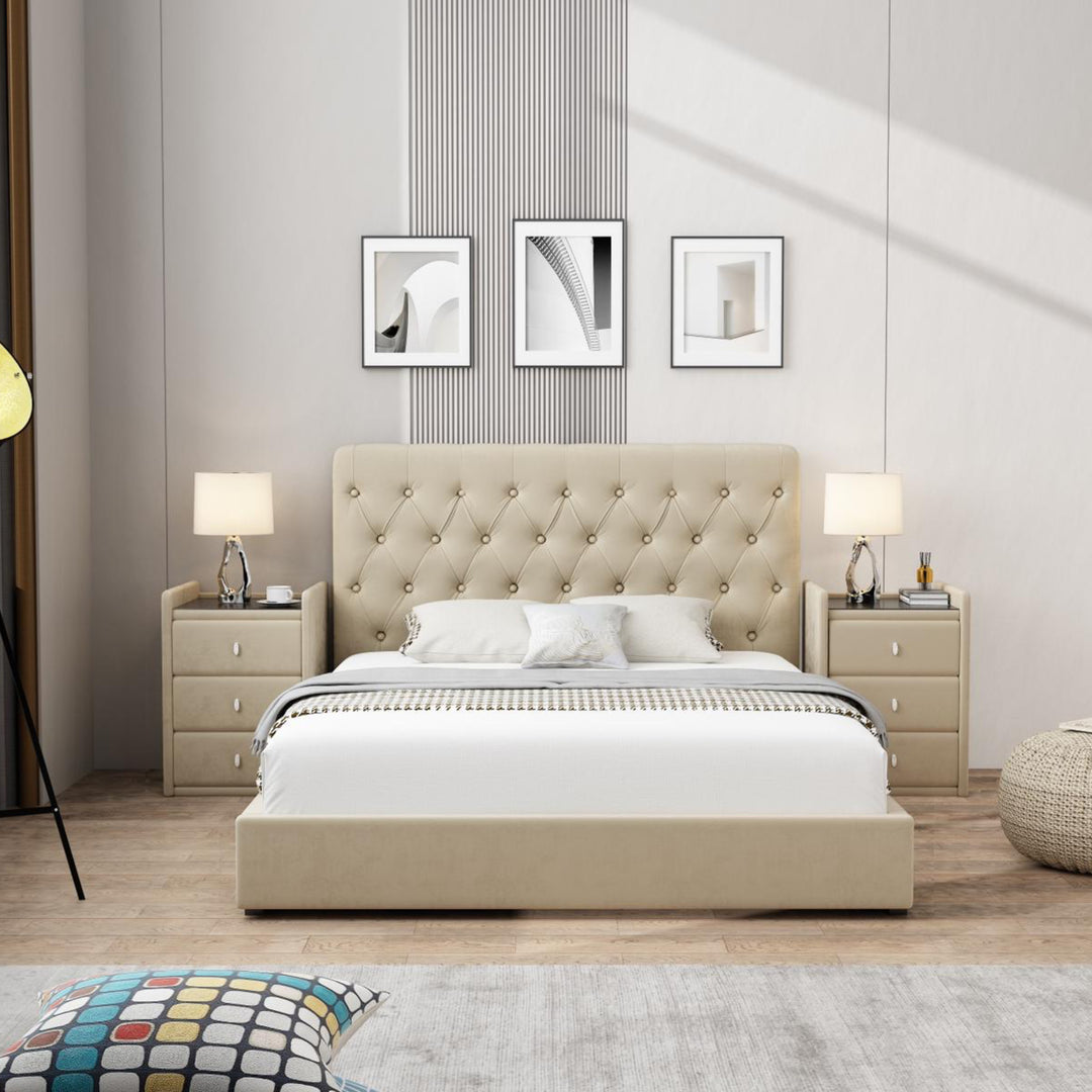 Liberty Velvet Bed Queen - DLB Furniture