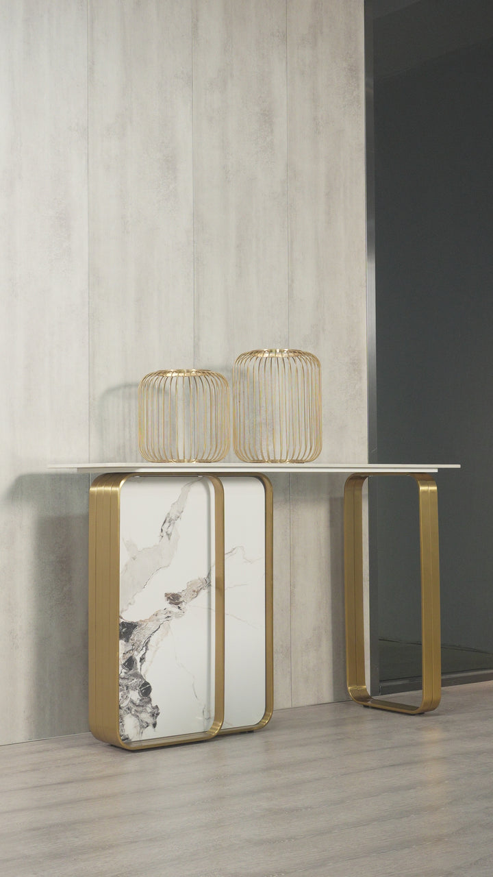 Catalyst Marbella White Sintered Stone Console Table