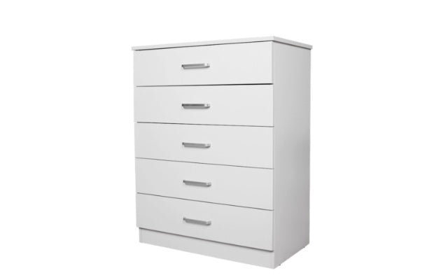 Dia 5 Drawer Chest White Tall boy - DLB Furniture